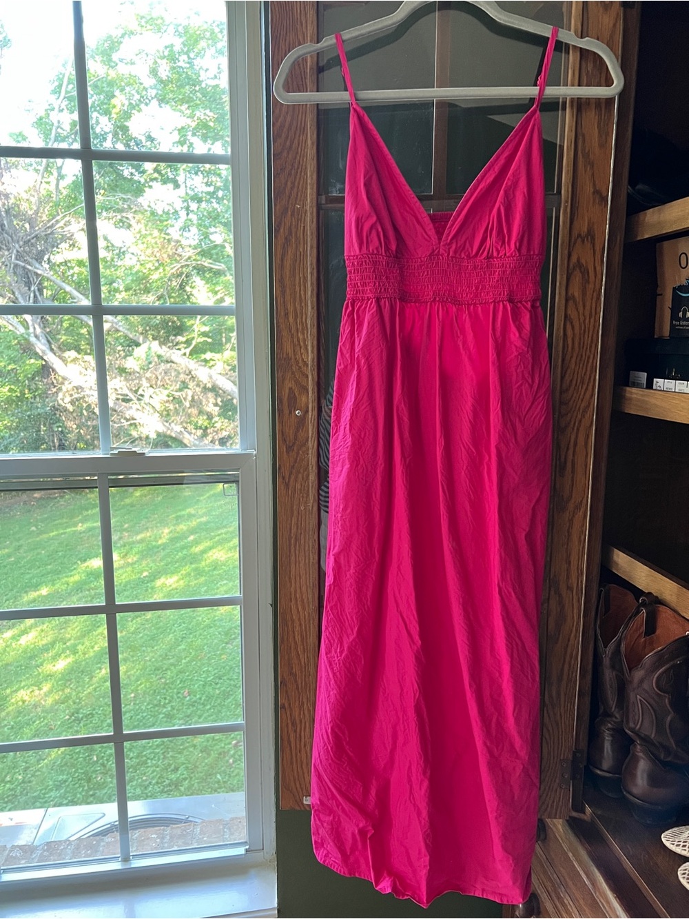 a new day Hot Pink V-Neck Smocked Waist Maxi Dress